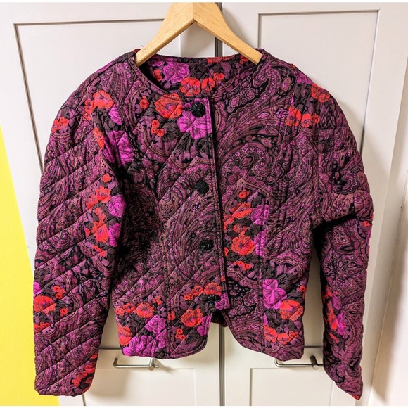 Carole Little Jackets & Blazers - Vintage 1980s Carole Little Purple Poppy Floral Quilted Equestrian Art Jacket 10